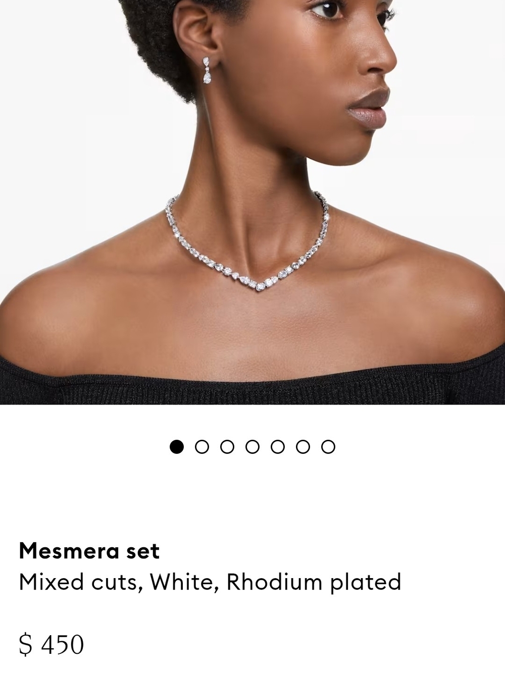 Swarovski Rhodium-Plated White Stone Mesmera Necklace and Earring Set
